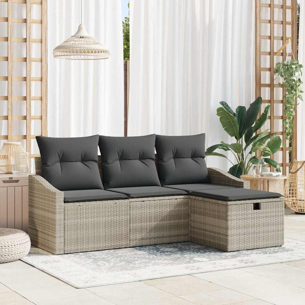 Set sofe s jastukom s pohranom 4 pcs Svijetlo siva poliratan