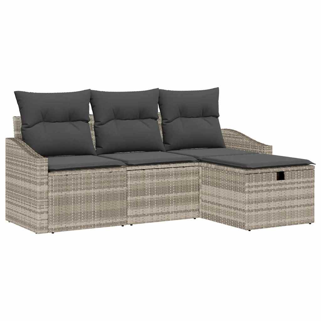 Set sofe s jastukom s pohranom 4 pcs Svijetlo siva poliratan