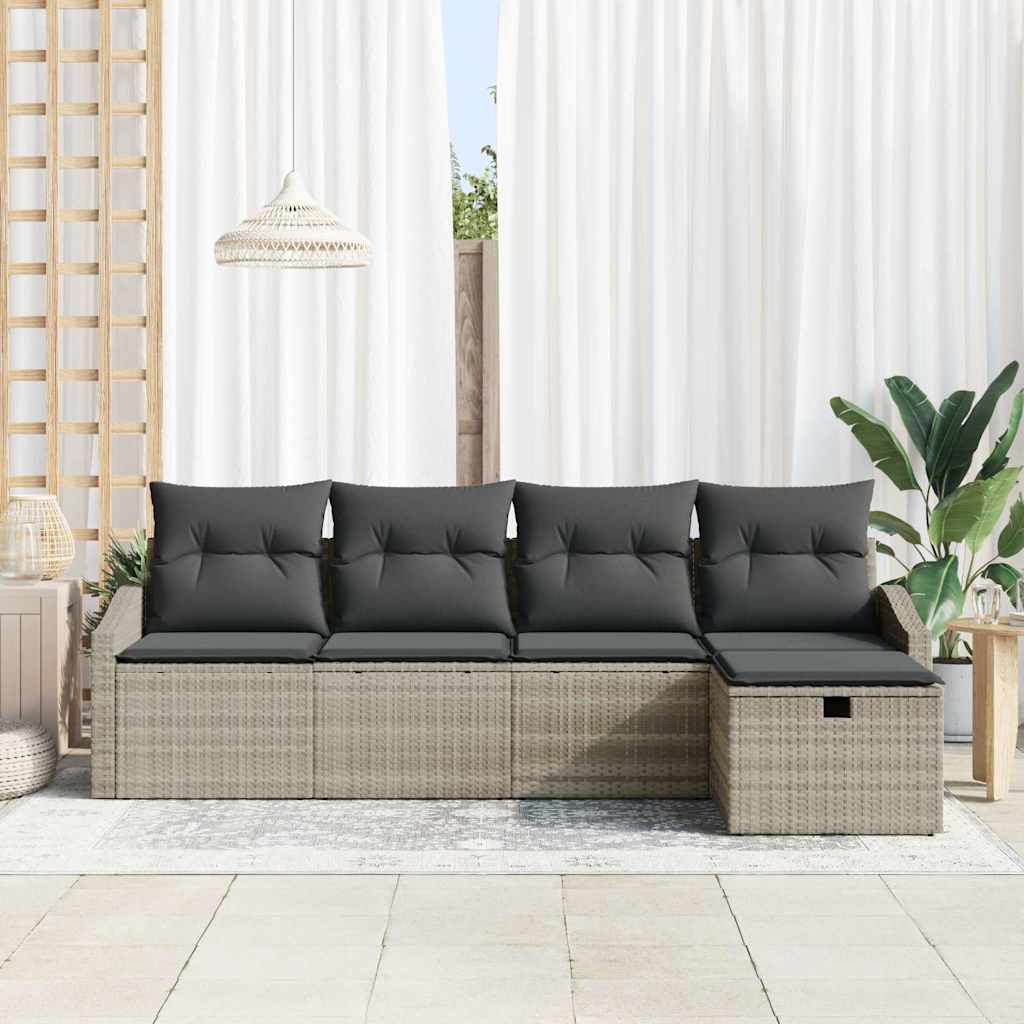 Set sofe s jastukom s pohranom 5 pcs Svijetlo siva poliratan