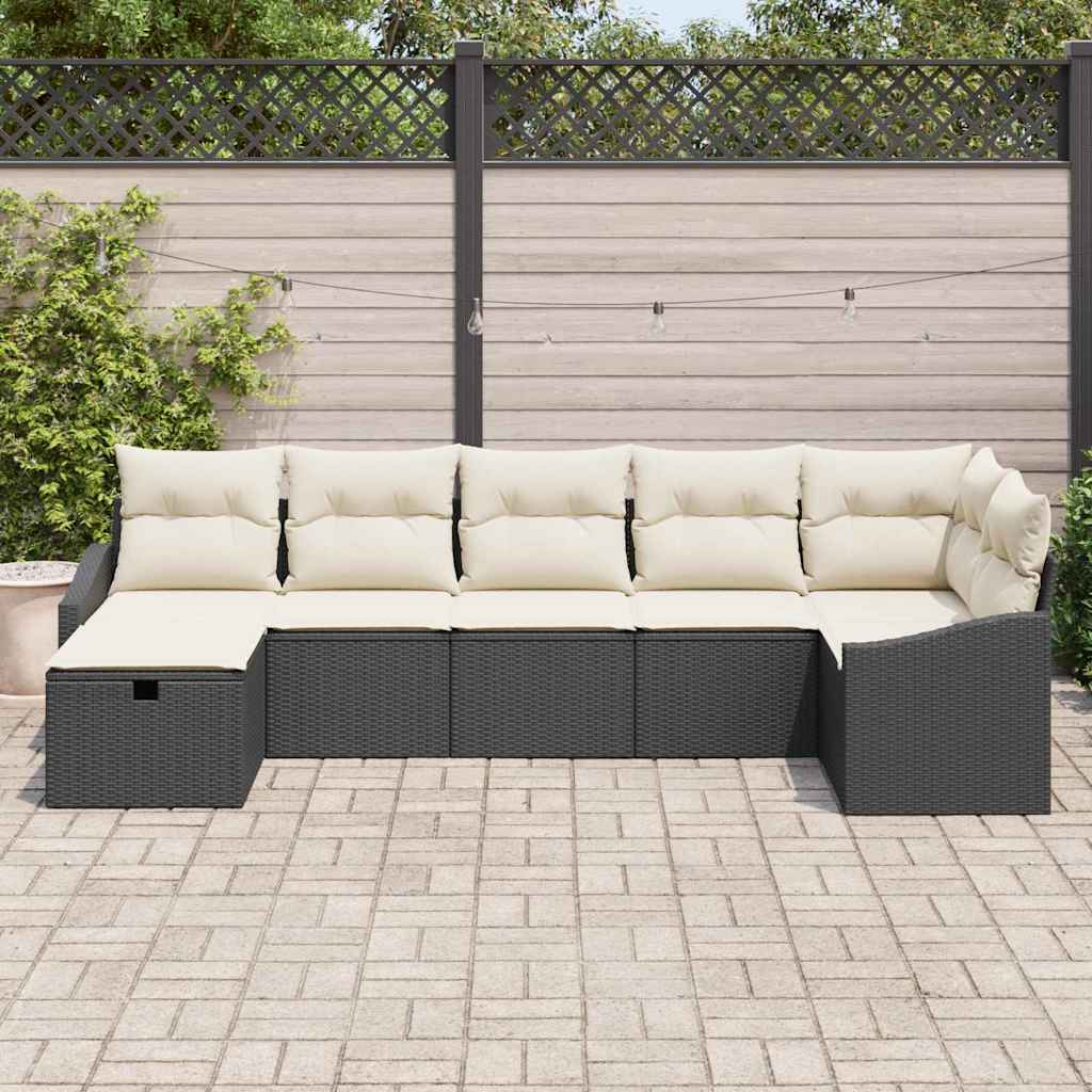 Set sofe s jastukom s pohranom 7 pcs Crna poliratan
