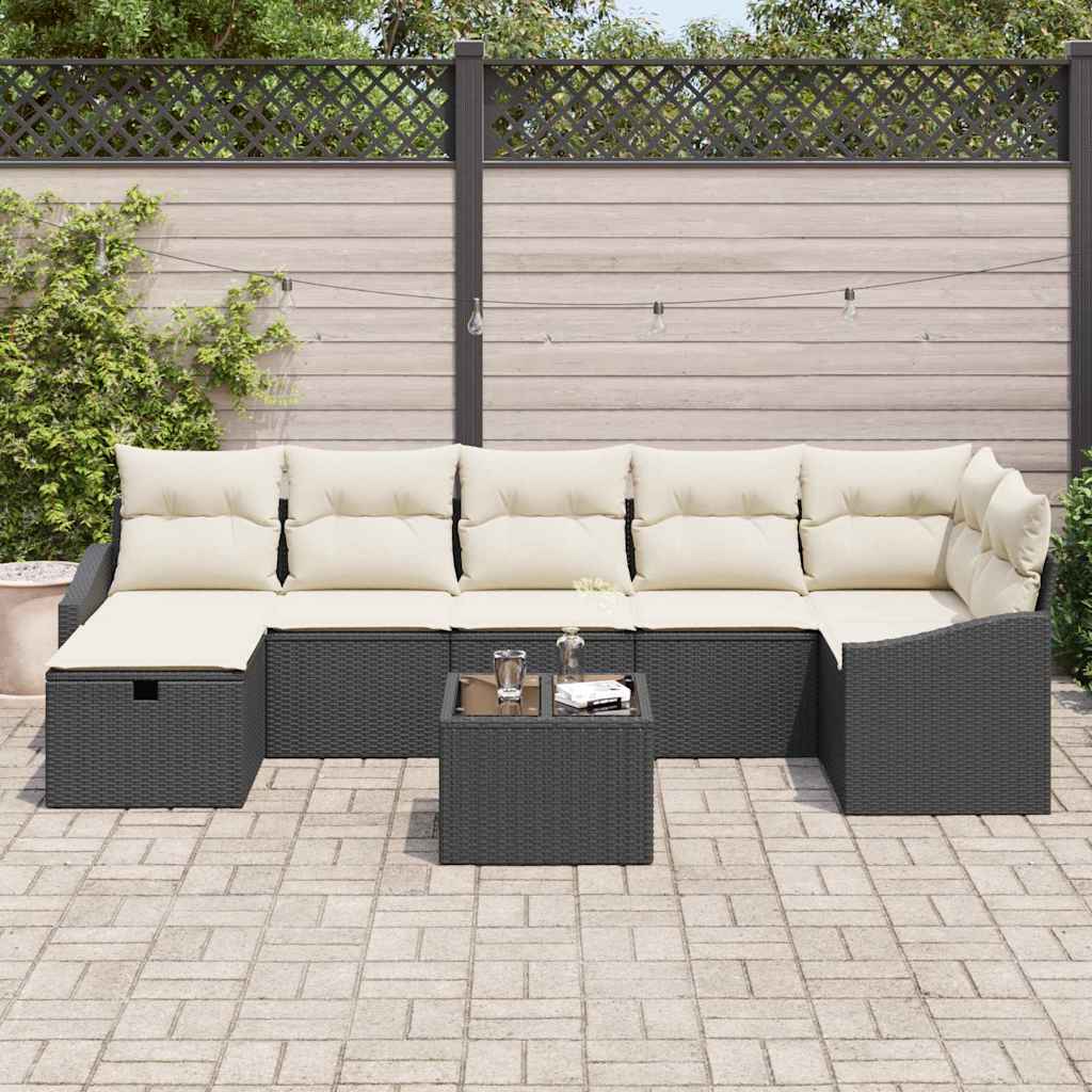 Set sofe s jastukom s pohranom 8 pcs Crna poliratan