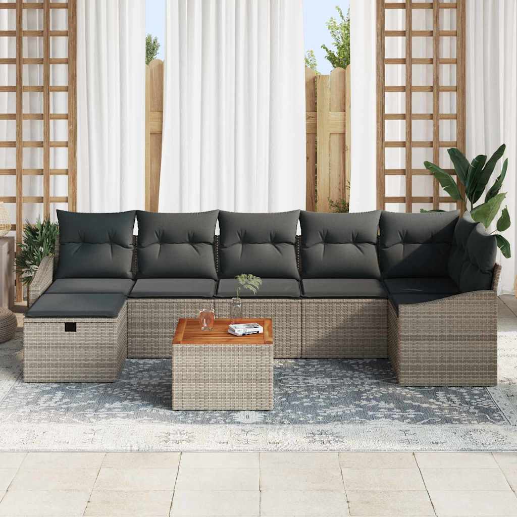 Sjedeća garnitura za vrt 8 kom. Siva poliratan 288,5 x 123,5 x 85 cm