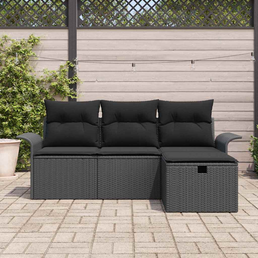 Sjedeća garnitura za vrt 4 kom. Poli ratan Svjetlosiva 196 x 117 x 85 cm