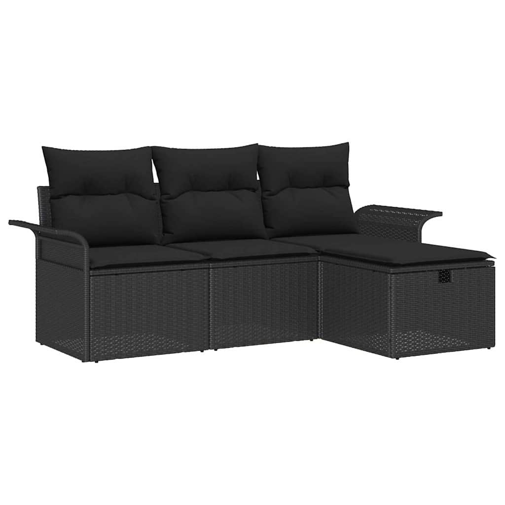 Sjedeća garnitura za vrt 4 kom. Poli ratan Svjetlosiva 196 x 117 x 85 cm
