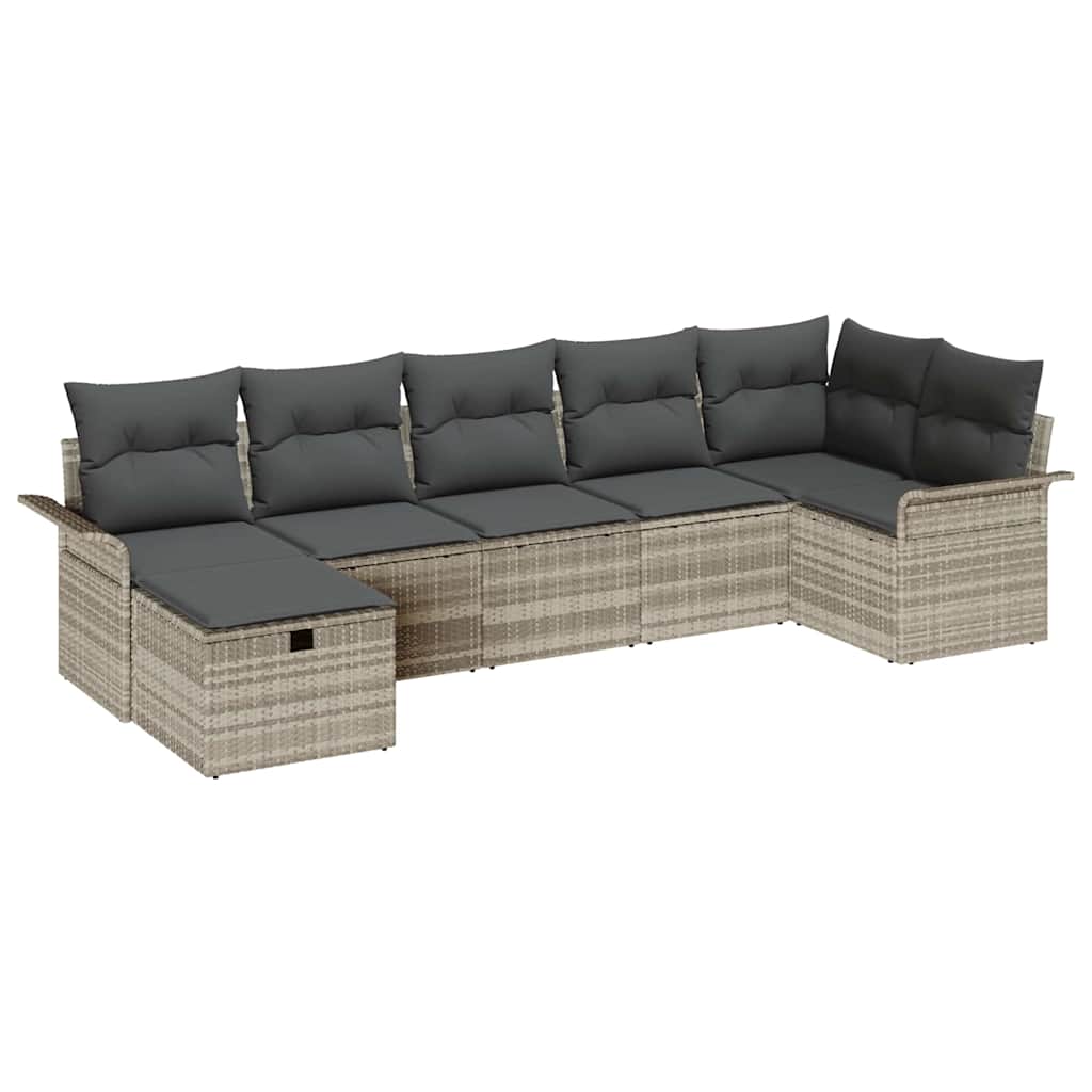 Sjedeća garnitura za vrt 7 kom. Poli ratan Siva 297,5 x 132,5 x 85 cm