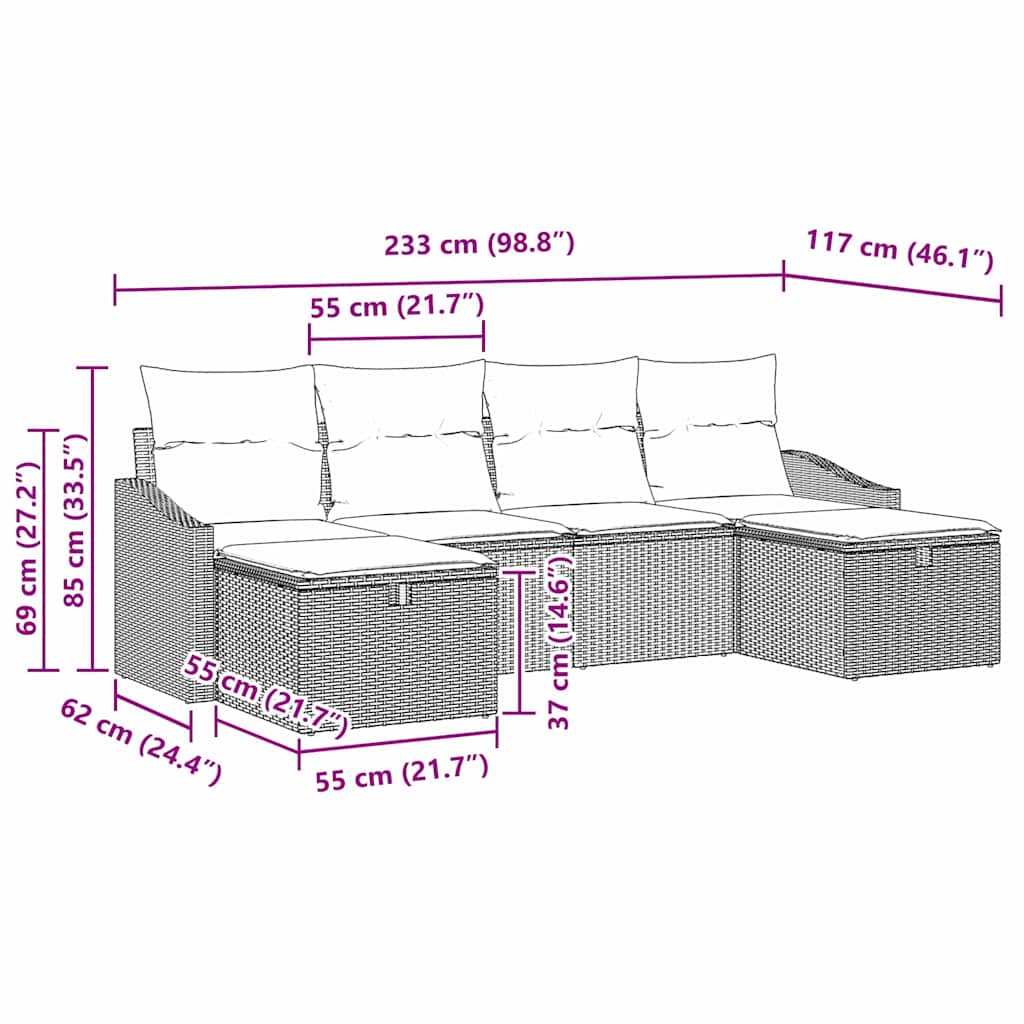 Set sofe 6 kom. poliratan