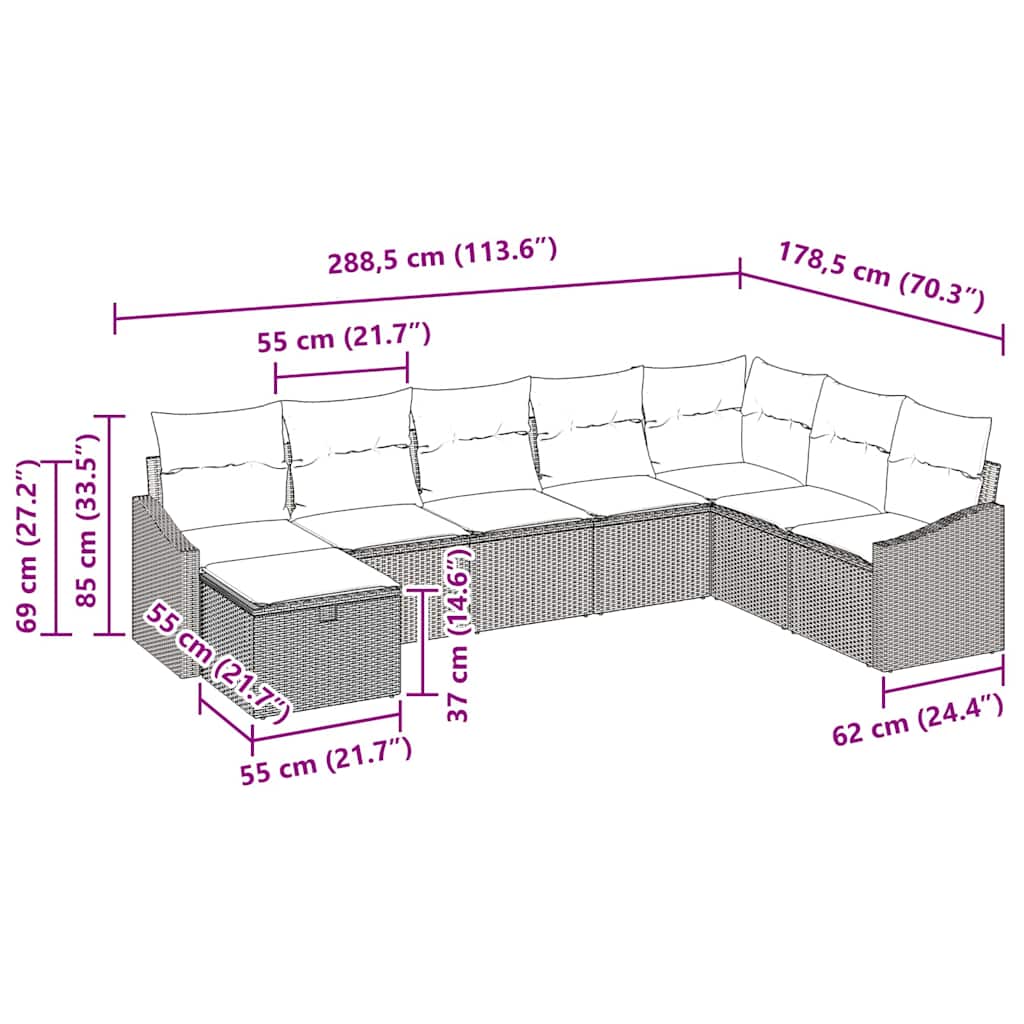 Set sofe s jastukom 9 pcs poliratan