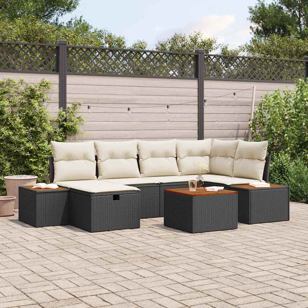 Sjedeća garnitura za vrt 7 pcs Crna 55 x 62 x 69 cm Poli ratan