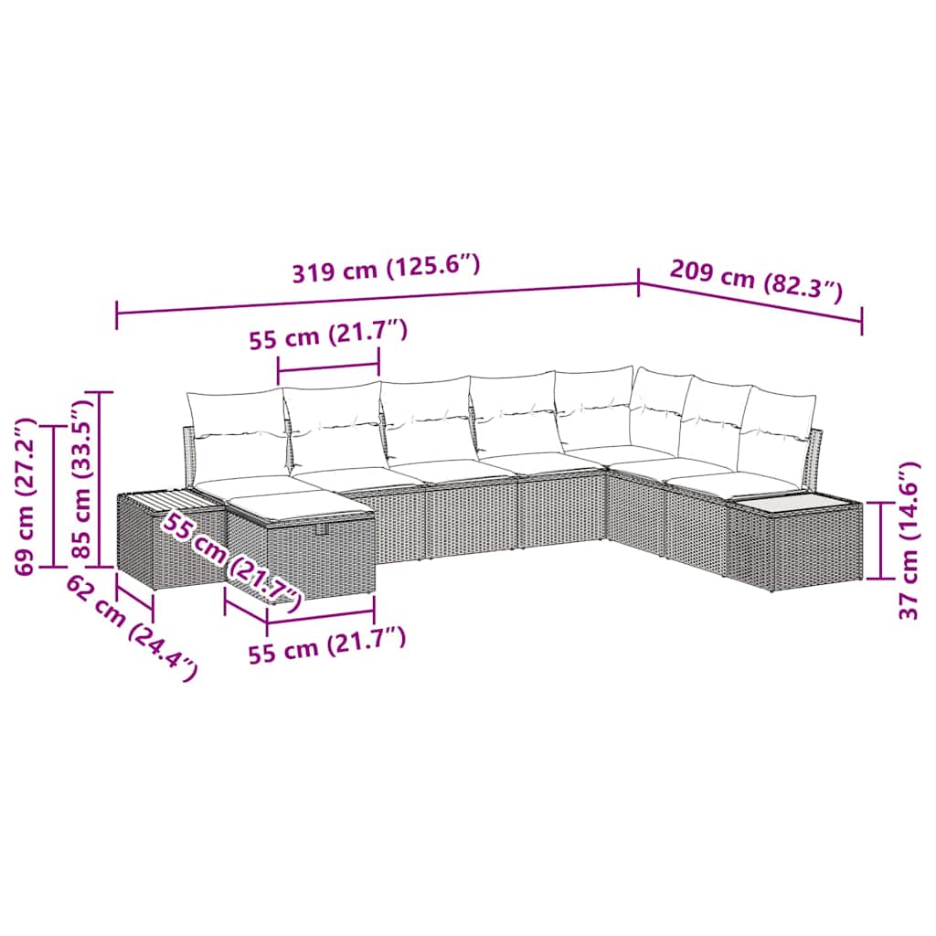 Sjedeća garnitura za vrt s jastukom s pohranom Bež poliratan