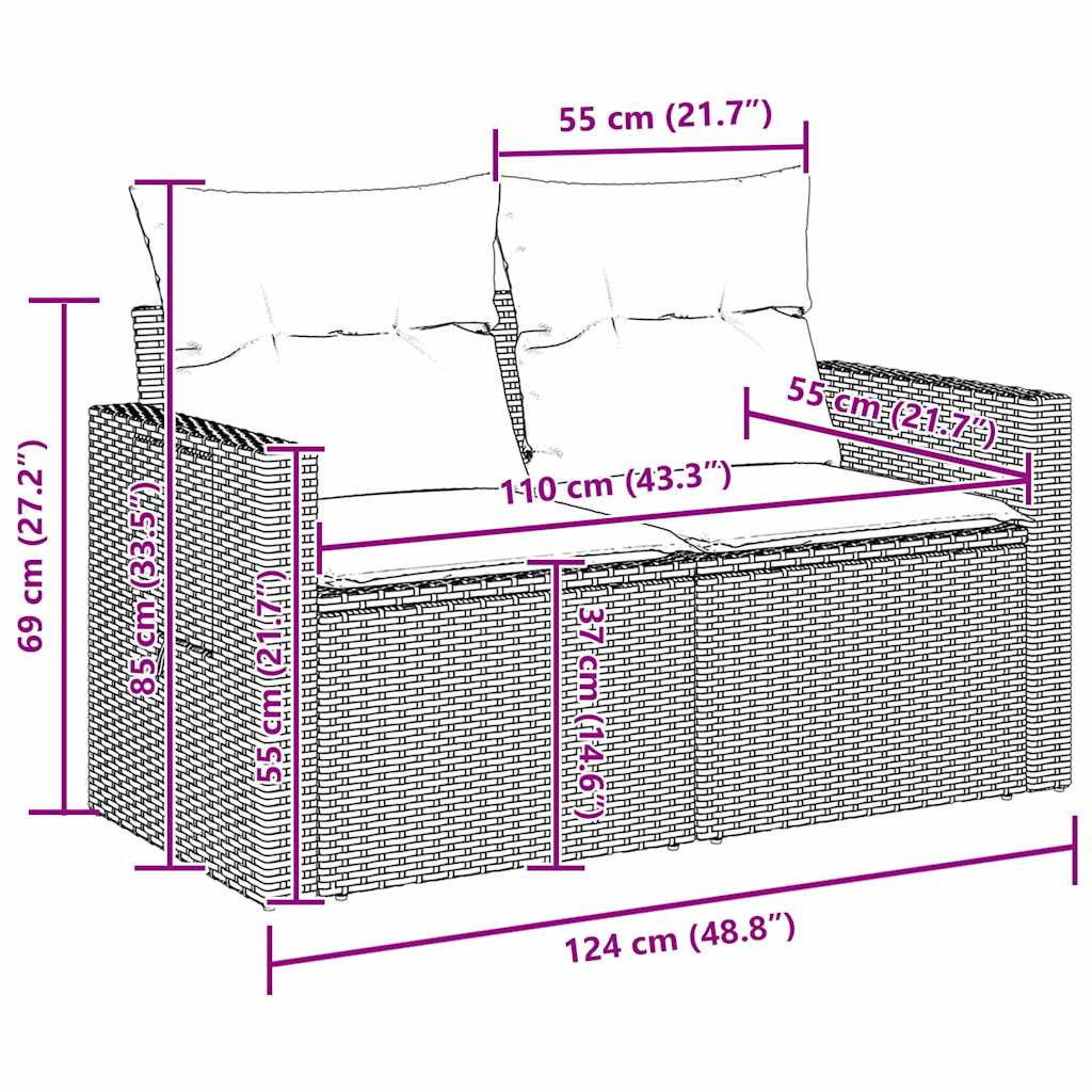 Sjedeća garnitura za vrt 10 pcs Crna poliratan