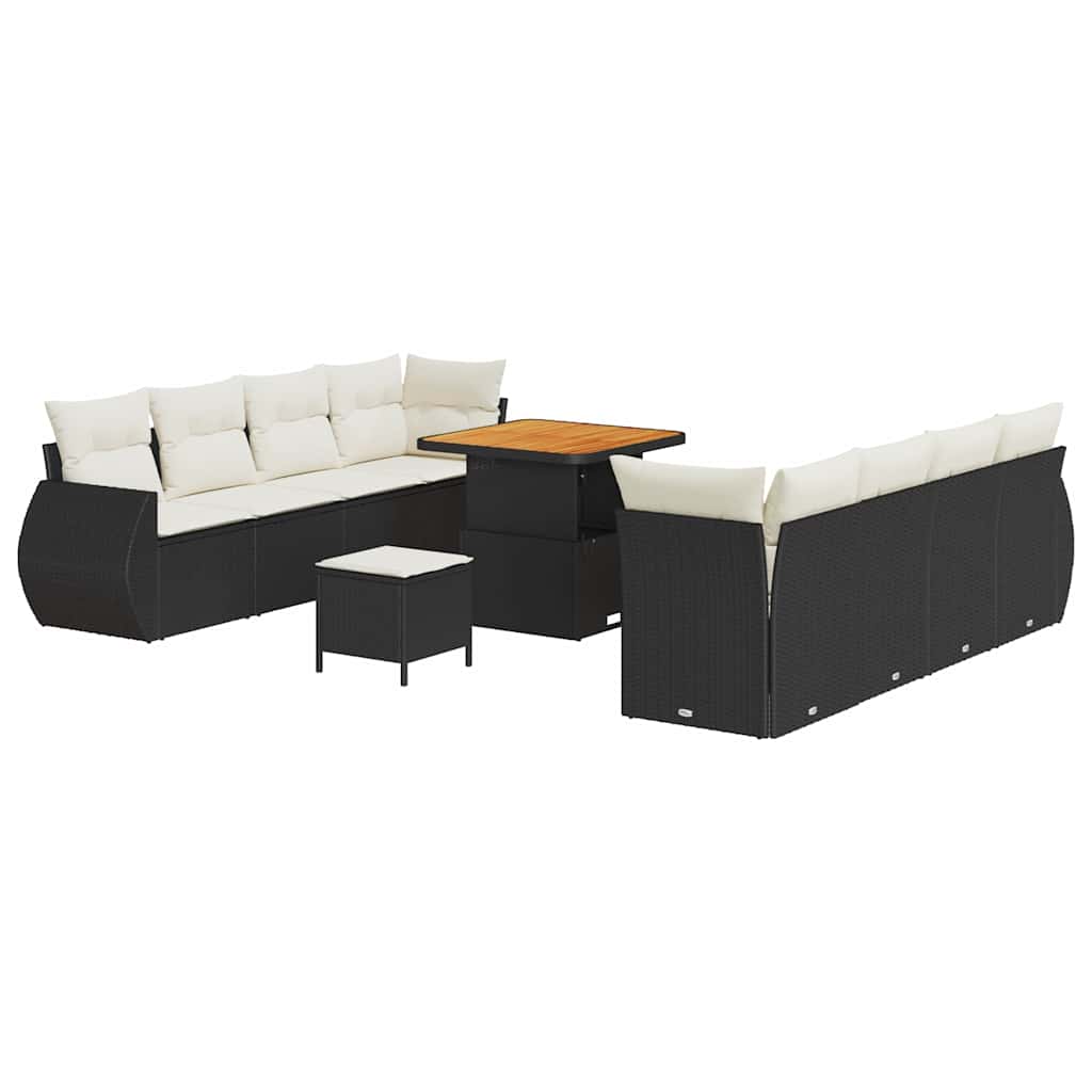 Sjedeća garnitura za vrt 11 kom. Crna poliratan 80 x 80 x 71 cm