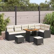 Sjedeća garnitura za vrt 9 kom. Crna poliratan 287.5 x 122.5 x 85 cm