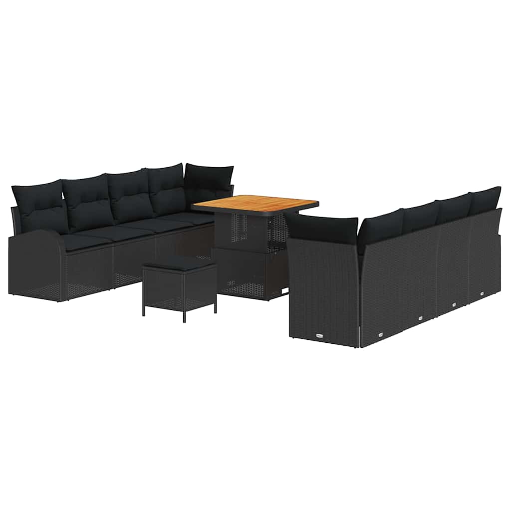 Sjedeća garnitura za vrt 11 kom. Crna poliratan 234 x 62 x 85 cm