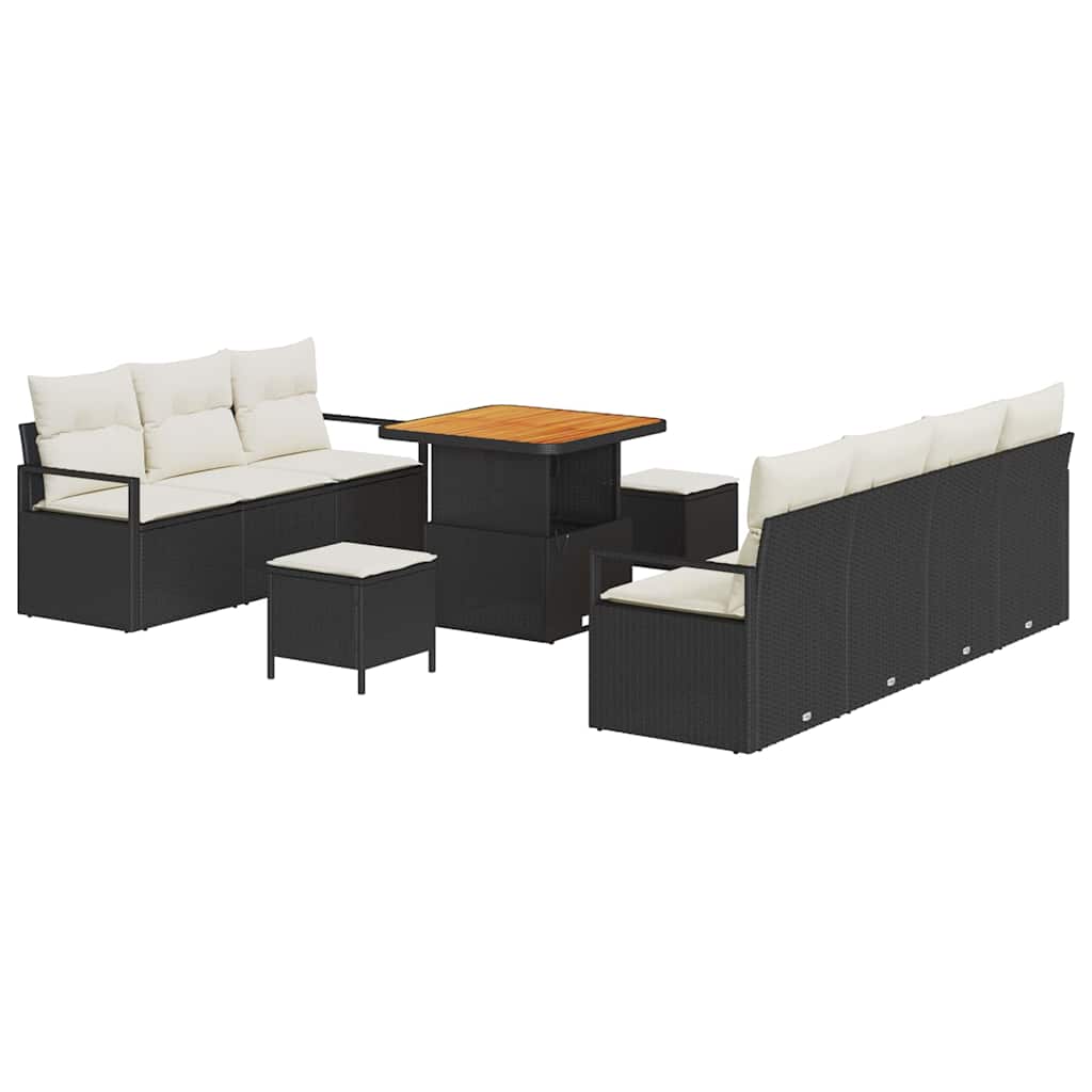 Sjedeća garnitura za vrt 10 kom. Crna poliratan 230 x 62 x 85 cm