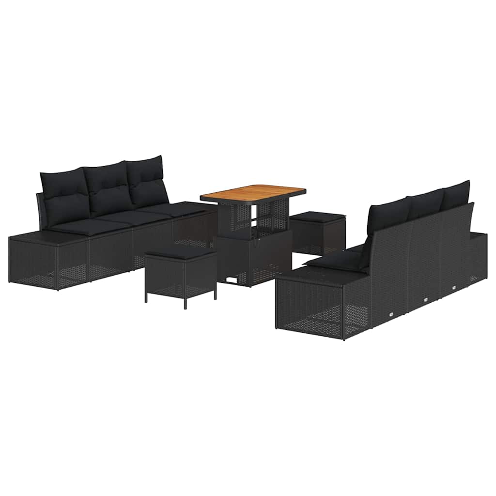 Sjedeća garnitura za vrt 9 kom. Crna poliratan 239 x 62 x 85 cm