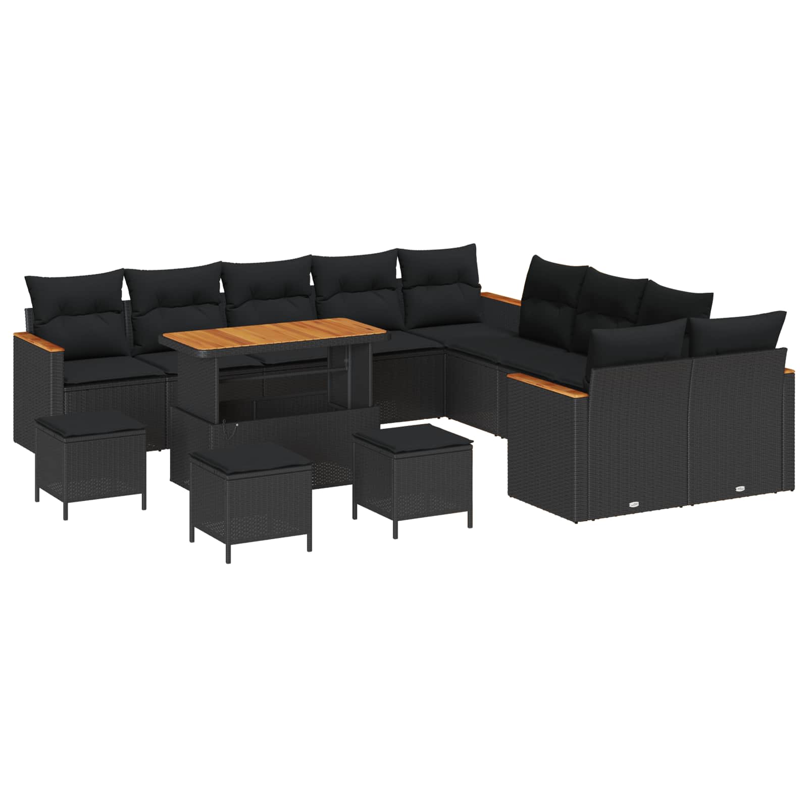 Sjedeća garnitura za vrt 14 pcs Crna poliratan