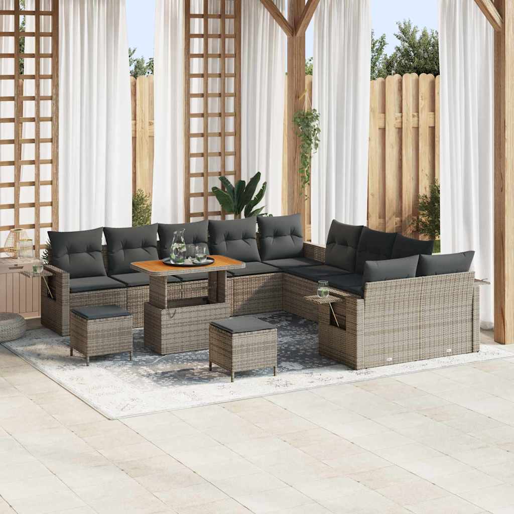 Sjedeća garnitura za vrt s jastukom s pohranom Siva poliratan