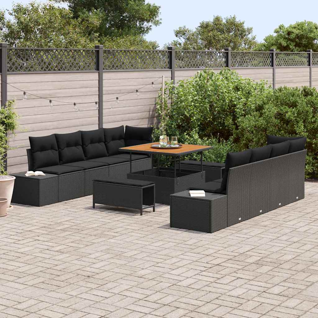 Sjedeća garnitura za vrt Crna 100 x 100 x 71 cm Poli ratan