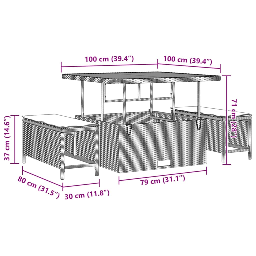Sjedeća garnitura za vrt Bež 100 x 100 x 71 cm Poli ratan