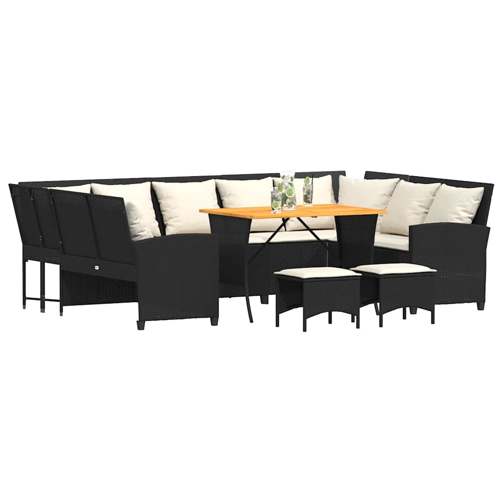 4-dijelni set vrtnih sofa od poliratana s jastucima crni