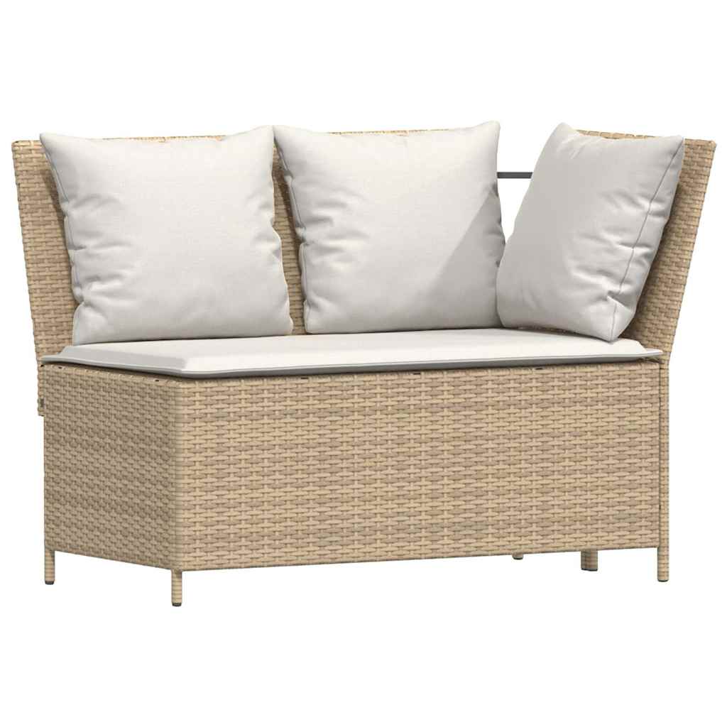 5-dijelni vrtni set sofa s jastucima bež od poliratana