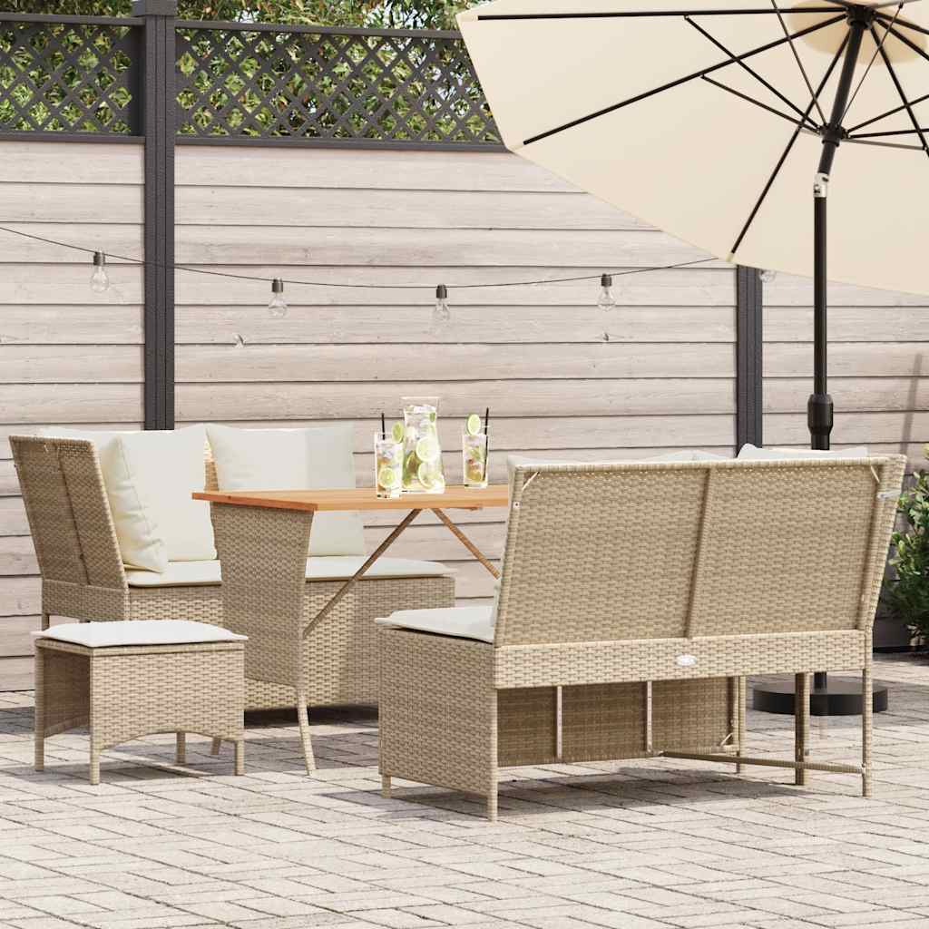 5-dijelni vrtni set sofa s jastucima bež od poliratana