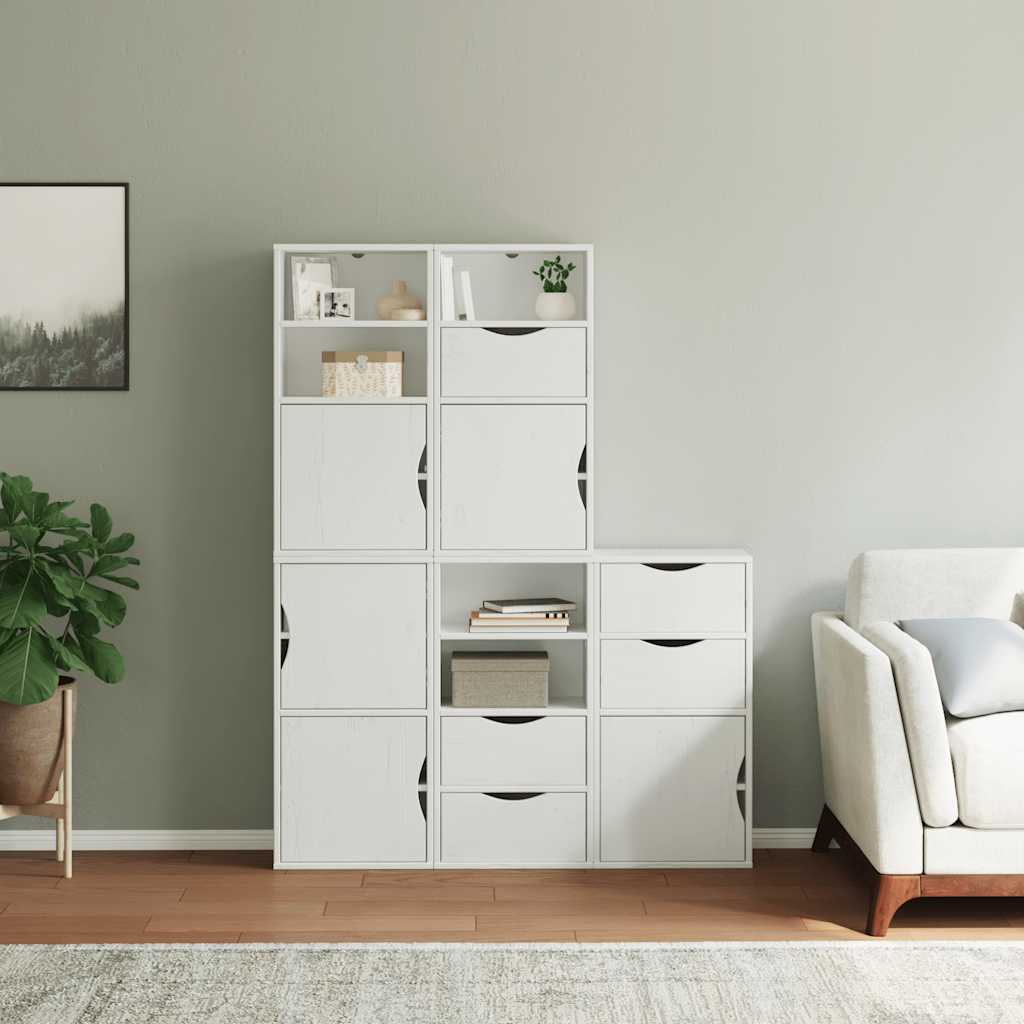 Bočni ormarići 5 kom ODDA bijeli 40x24x79 cm puno drvo bor