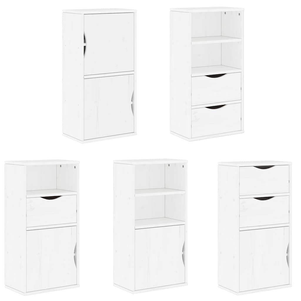 Bočni ormarići 5 kom ODDA bijeli 40x24x79 cm puno drvo bor