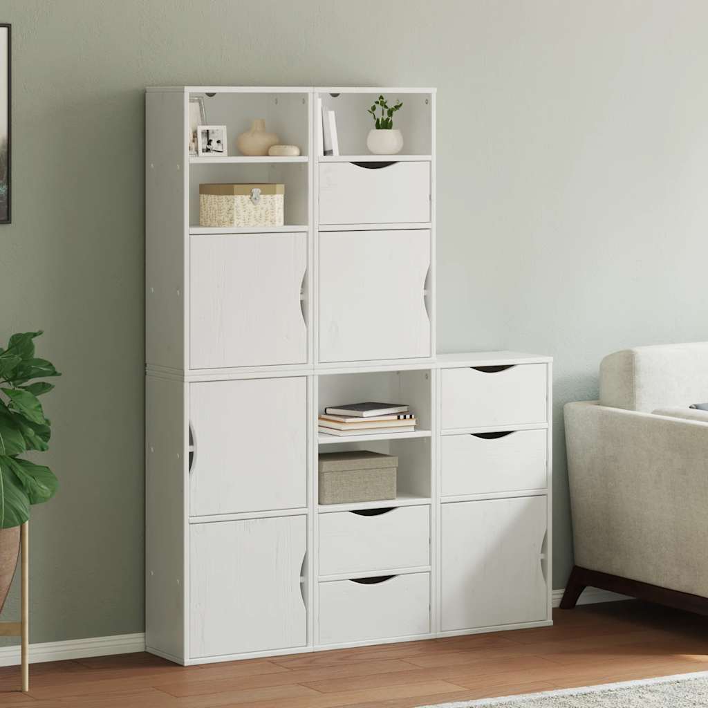 Bočni ormarići 5 kom ODDA bijeli 40x24x79 cm puno drvo bor