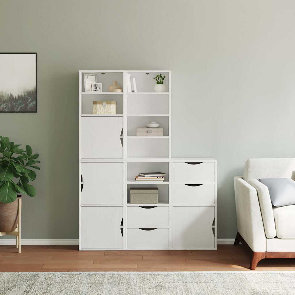Bočni ormarići 5 kom ODDA bijeli 40x24x79 cm puno drvo bor