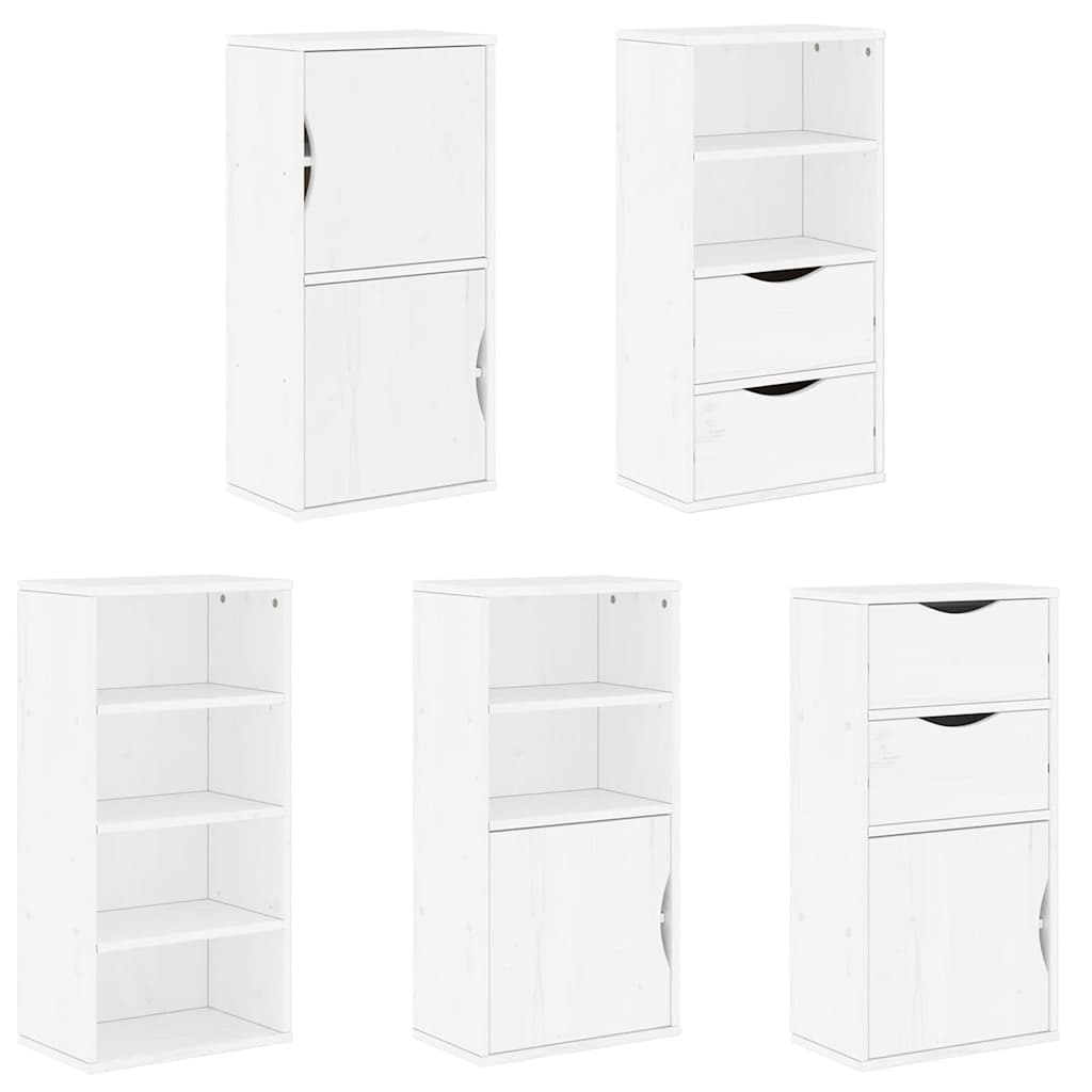 Bočni ormarići 5 kom ODDA bijeli 40x24x79 cm puno drvo bor