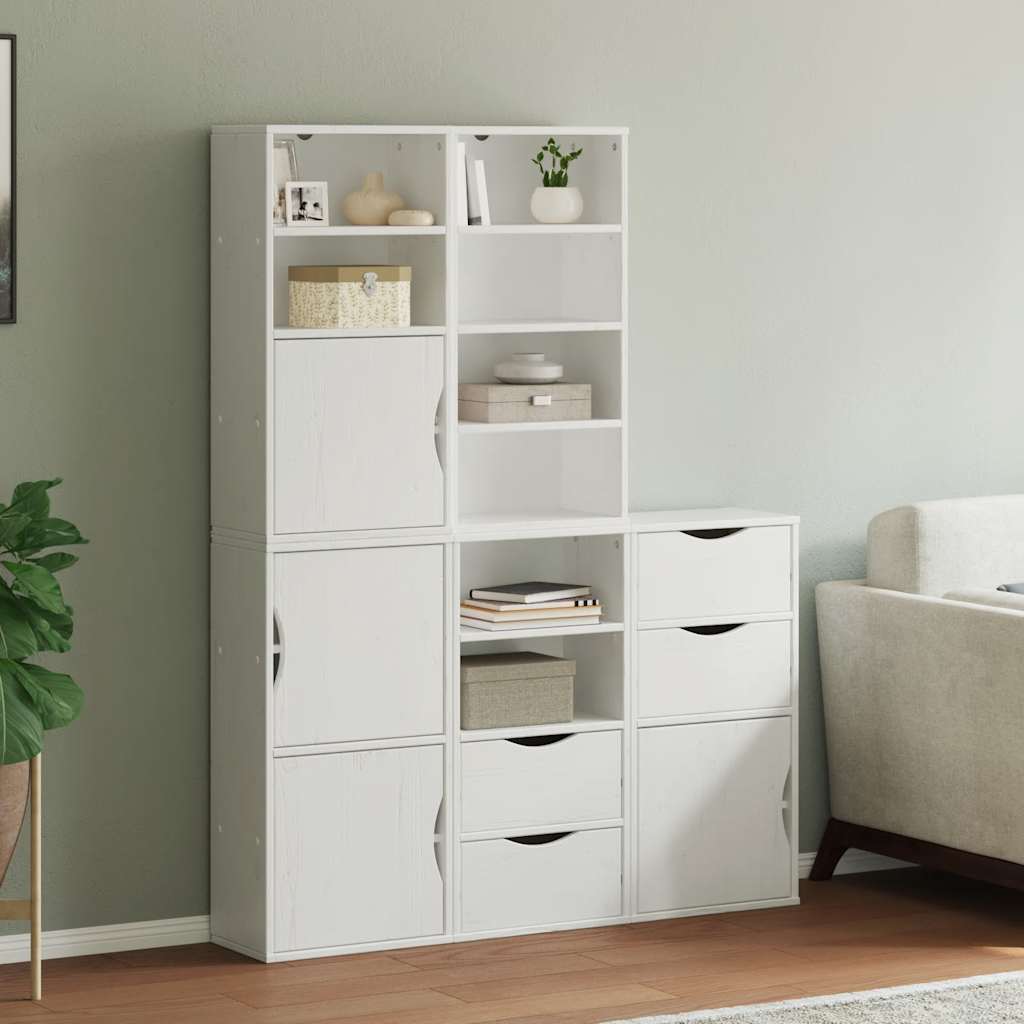 Bočni ormarići 5 kom ODDA bijeli 40x24x79 cm puno drvo bor