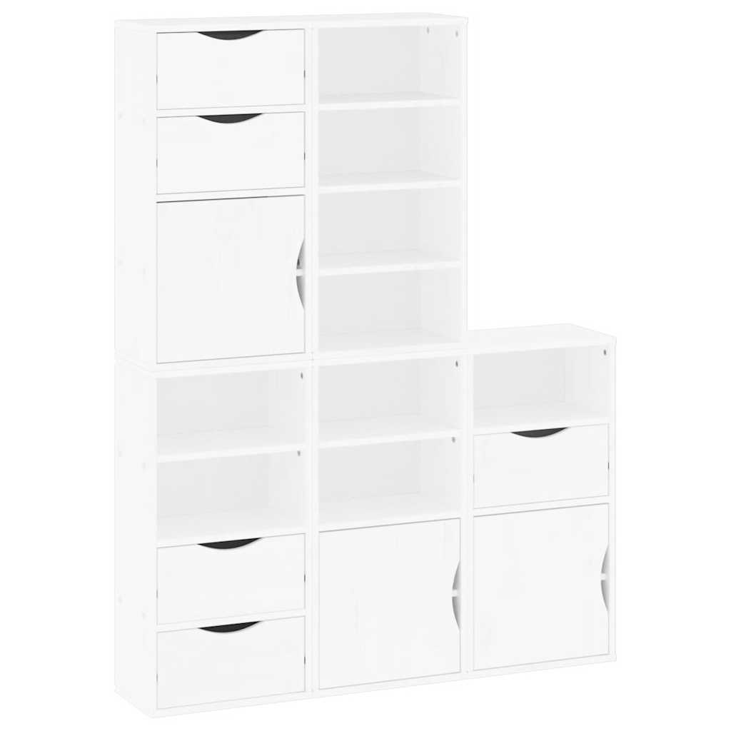 Bočni ormarići 5 kom ODDA bijeli 40x24x79 cm puno drvo bor