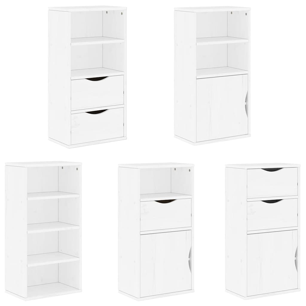 Bočni ormarići 5 kom ODDA bijeli 40x24x79 cm puno drvo bor