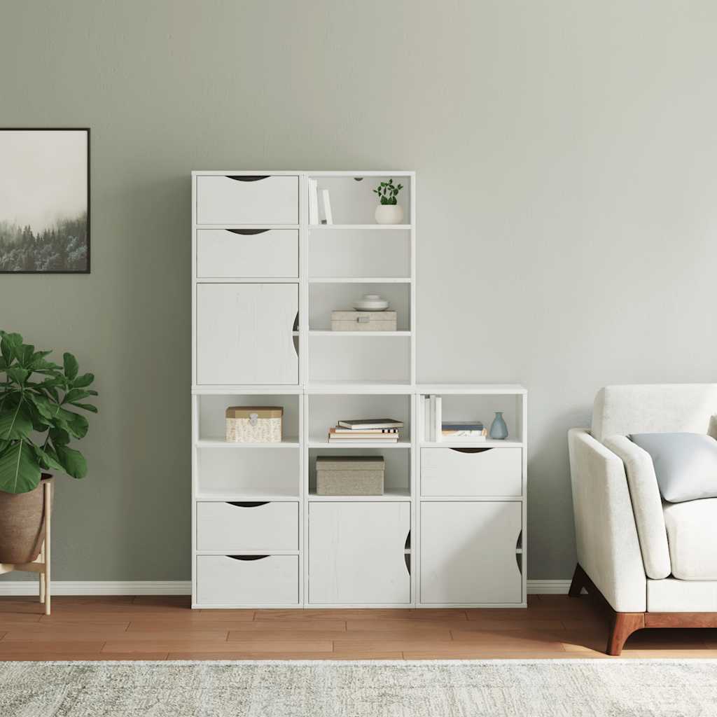 Bočni ormarići 5 kom ODDA bijeli 40x24x79 cm puno drvo bor