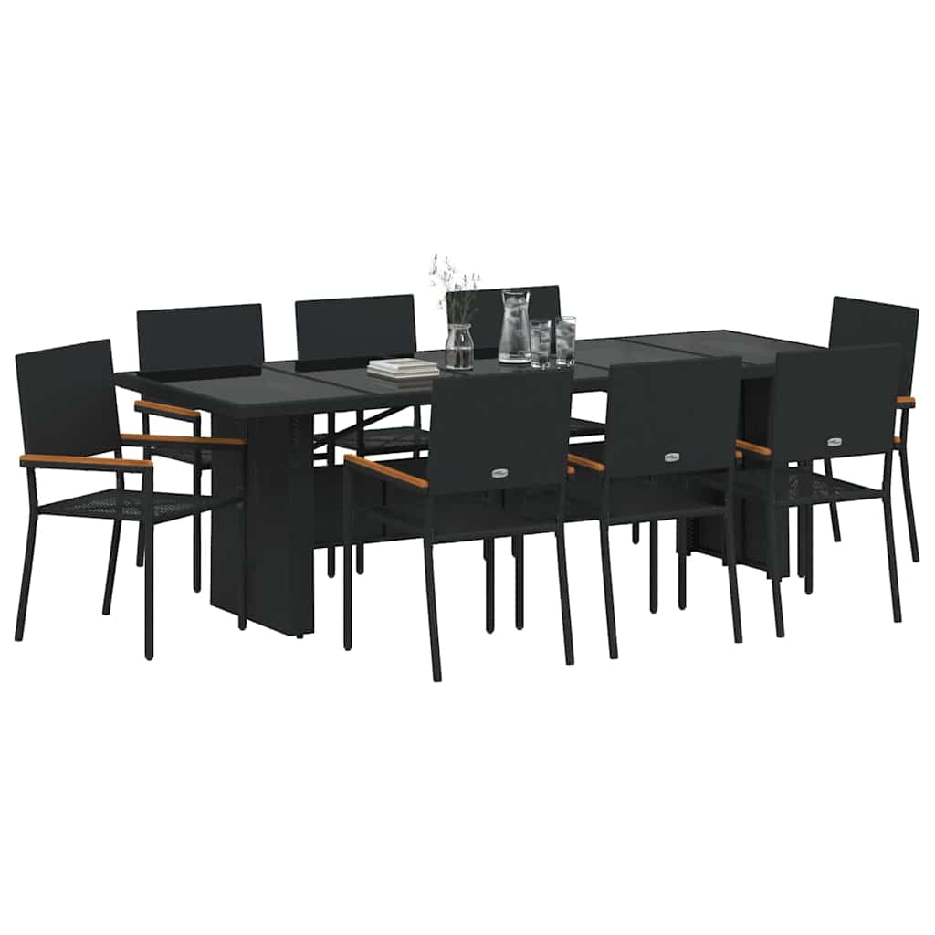 Vrtni set za objed 9 pcs Crna poliratan