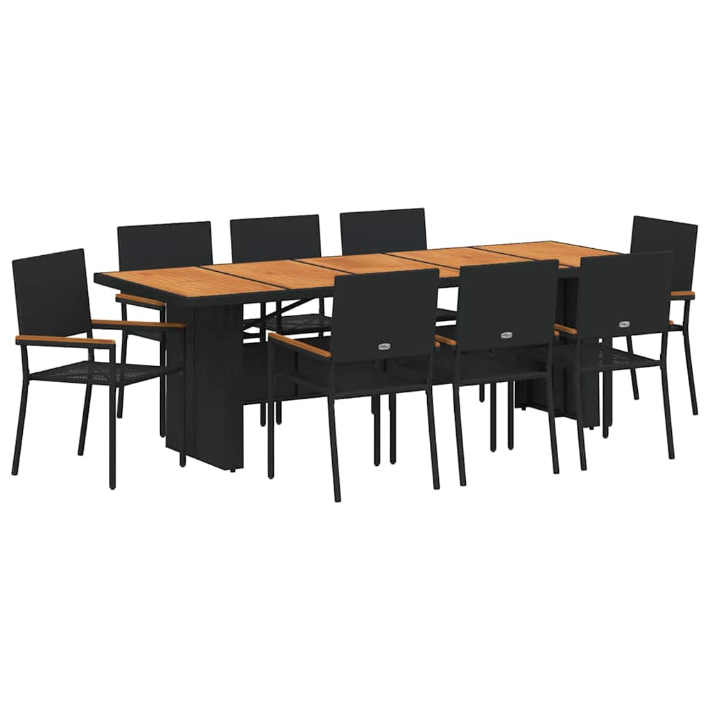 Vrtni set za objed 9 pcs Crna poliratan