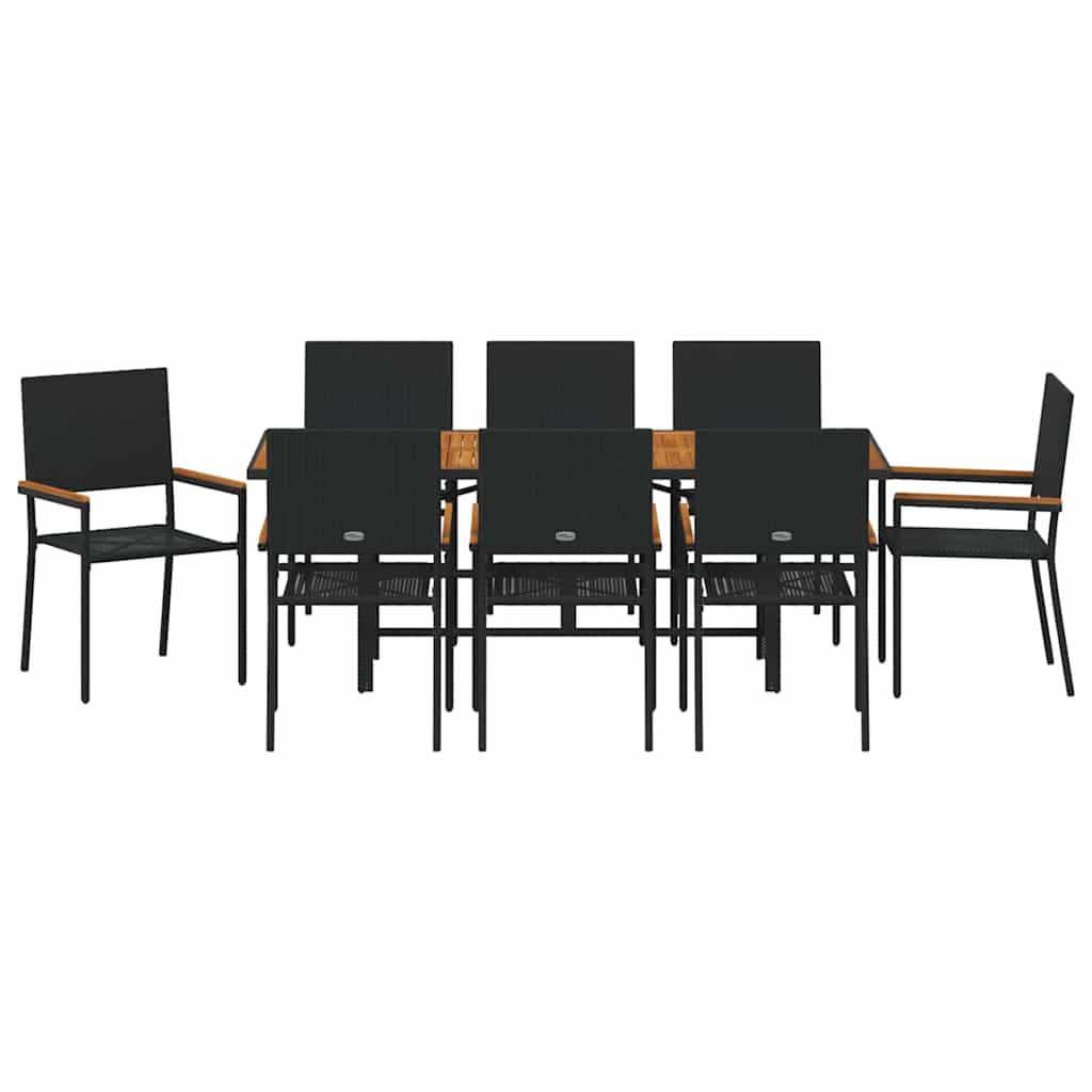 Vrtni set za objed 9 pcs Crna poliratan