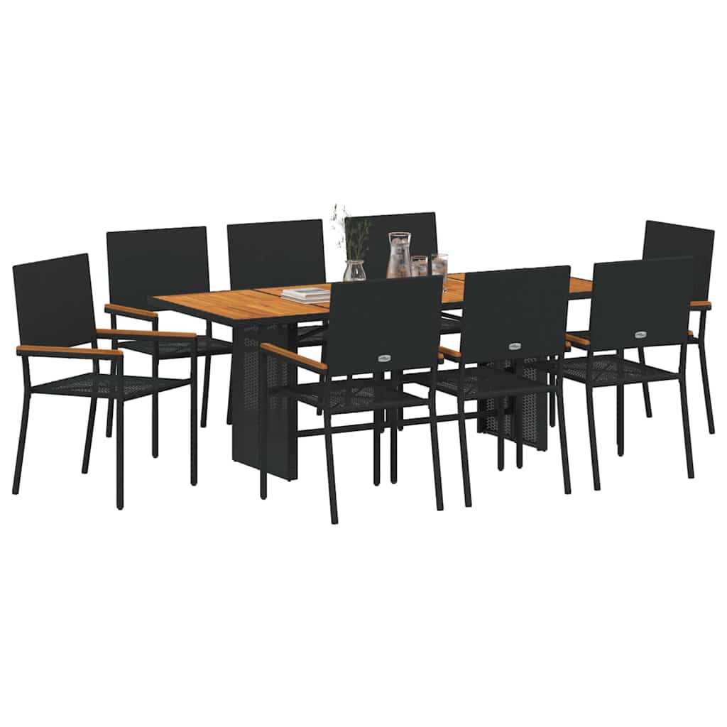Vrtni set za objed 9 pcs Crna poliratan