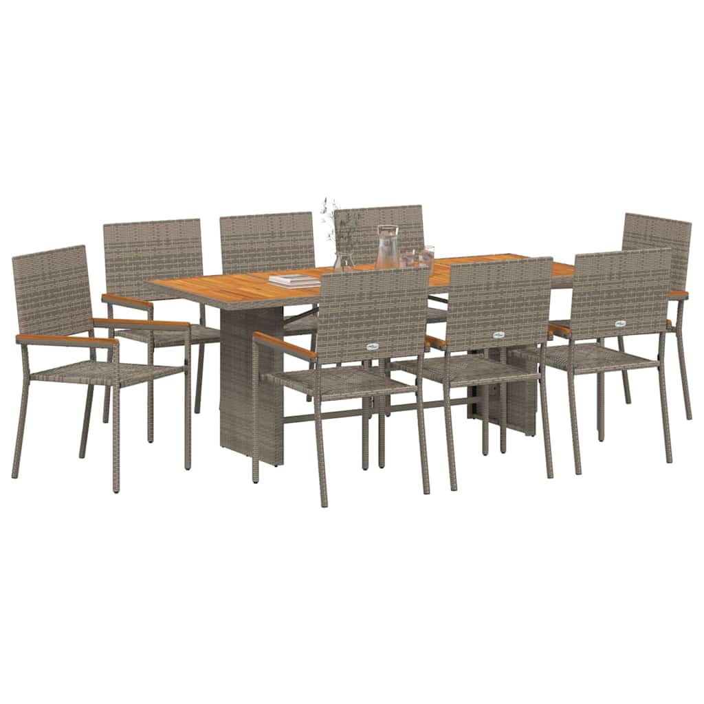 Vrtni set za objed 9 pcs Siva poliratan