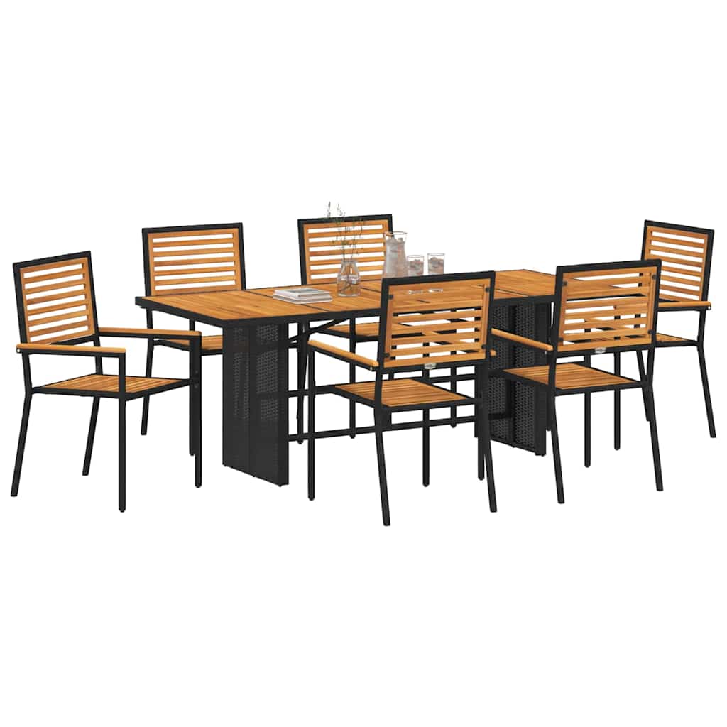 Vrtni set za objed 7 pcs Crna i smeđa poliratan