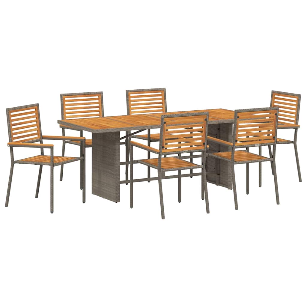 Vrtni set za objed 7 pcs Siva i smeđa poliratan