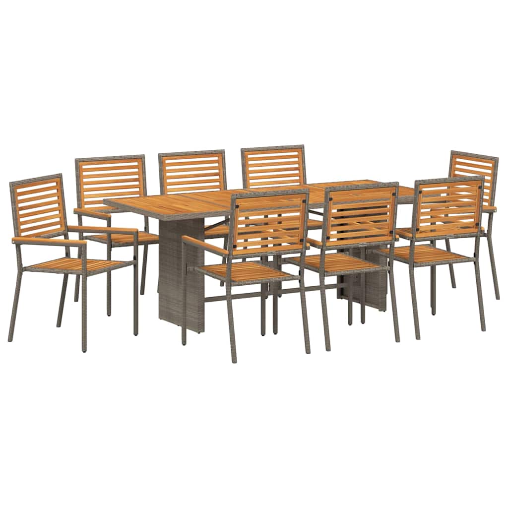 Vrtni set za objed 9 pcs Siva i smeđa poliratan
