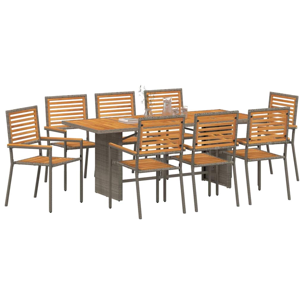 Vrtni set za objed 9 pcs Siva i smeđa poliratan