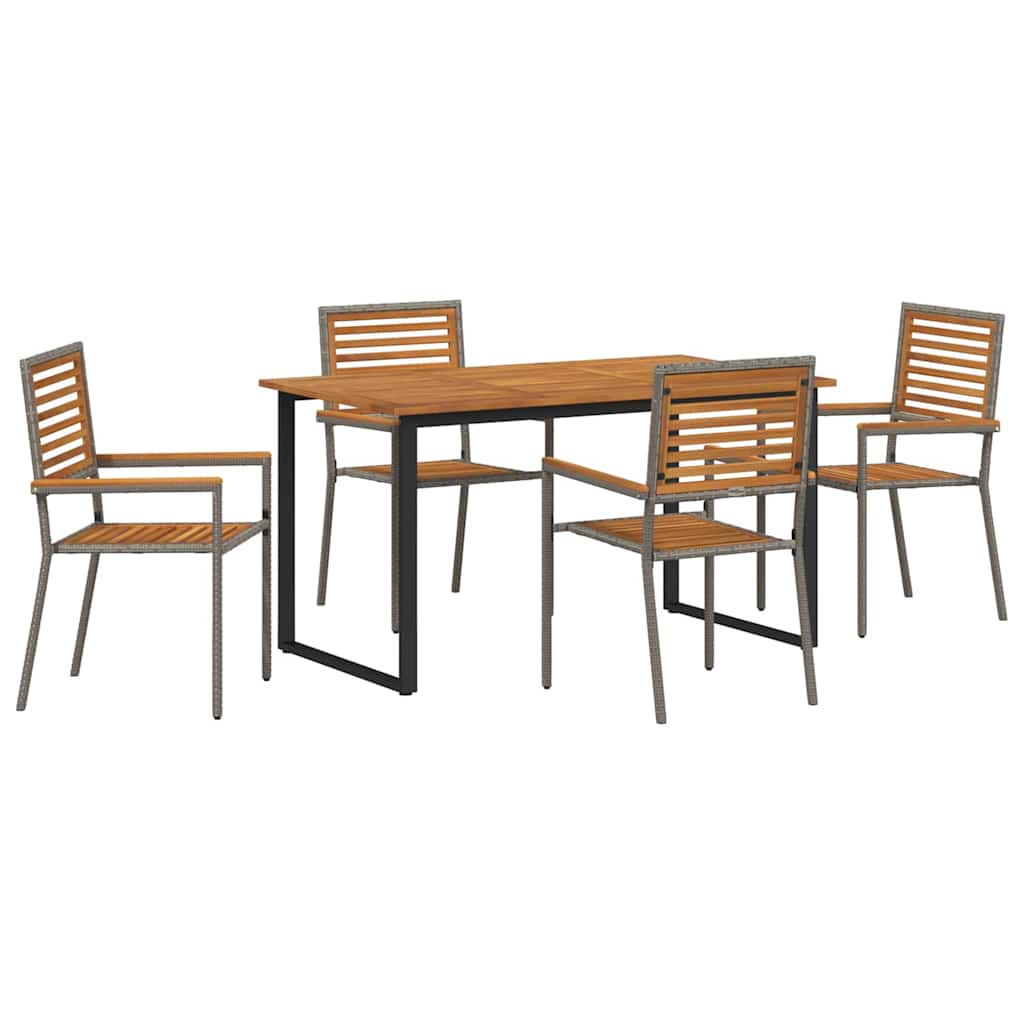 Vrtni set za objed 5 pcs Siva Čvrsto drvo akacije