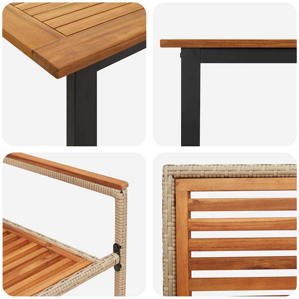 Vrtni set za objed 5 pcs Bež Čvrsto drvo akacije