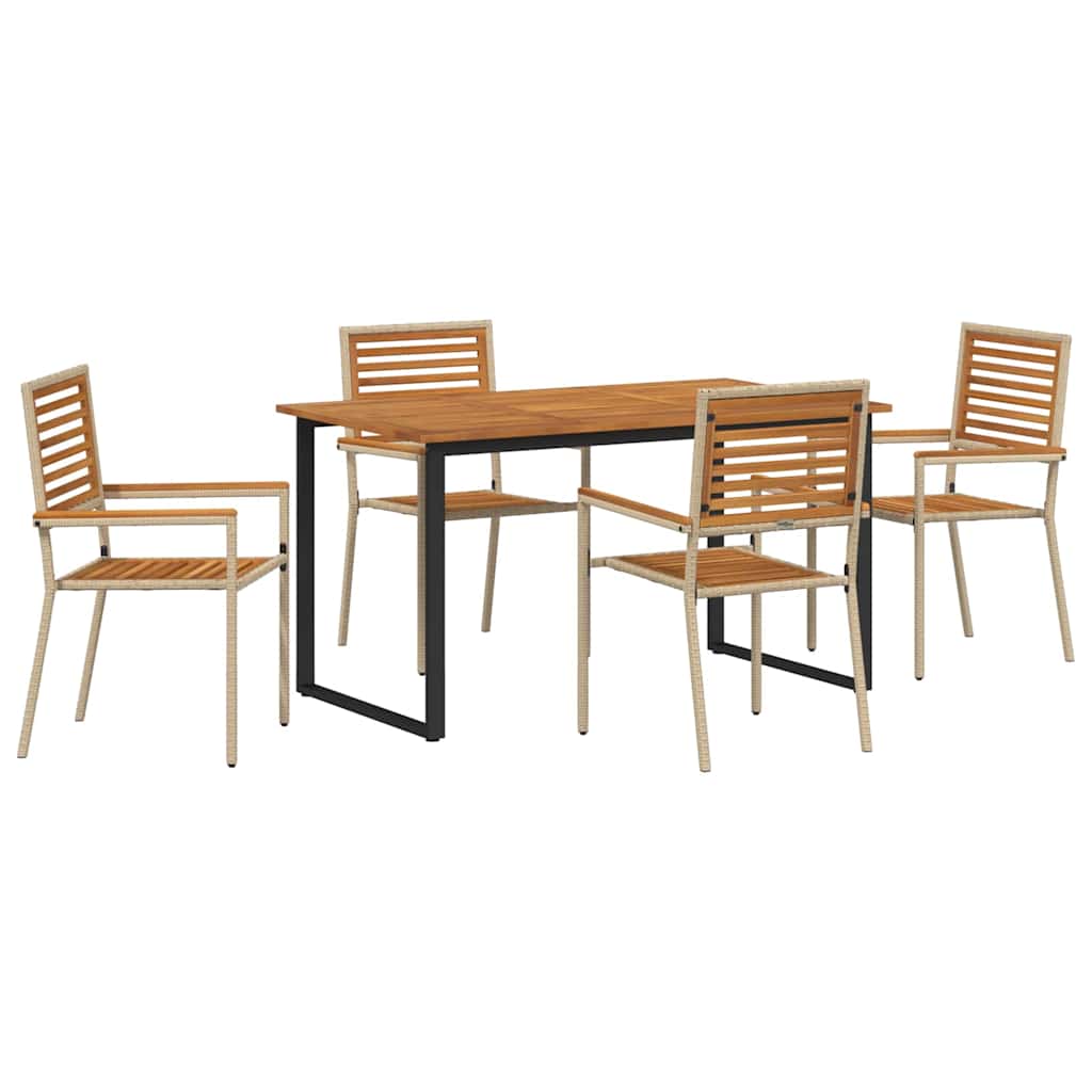 Vrtni set za objed 5 pcs Bež Čvrsto drvo akacije