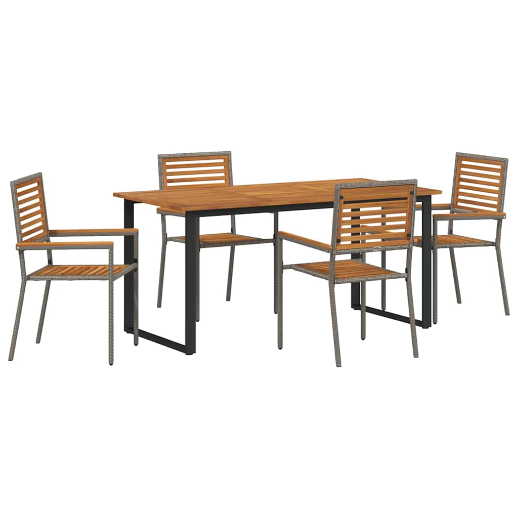 Vrtni set za objed 5 pcs Siva Čvrsto drvo akacije