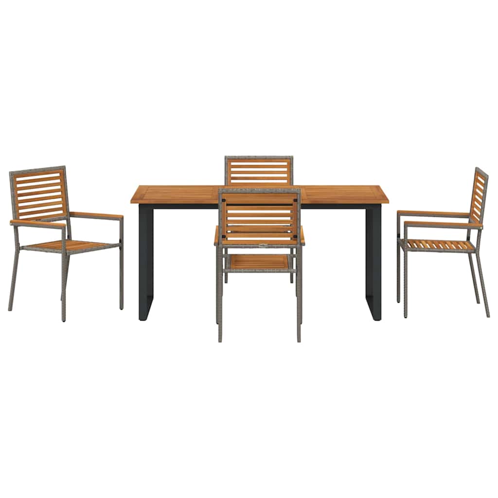 Vrtni set za objed 5 pcs Siva Čvrsto drvo akacije