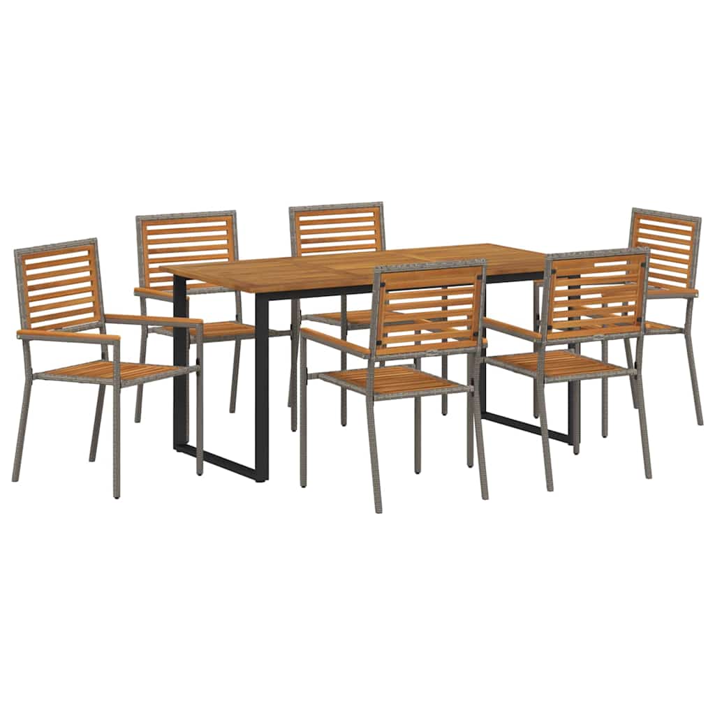 Vrtni set za objed 7 pcs Siva Čvrsto drvo akacije